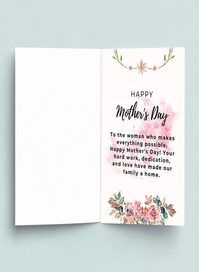 PICKKART Elegant Mother's Day Card with Pink Roses and Daisies, Black Floral Design, A5 Size (Black) - Image 2